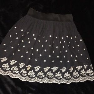 Black and white floral skirt